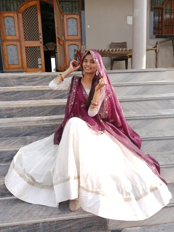 Rajwadi Ivory Lehenga Set